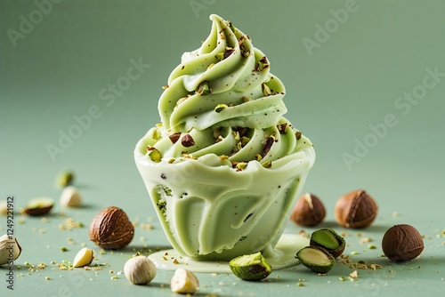 Creamy Pistachio and Hazelnut Gelato Delight Burst for Isolated Indulgence