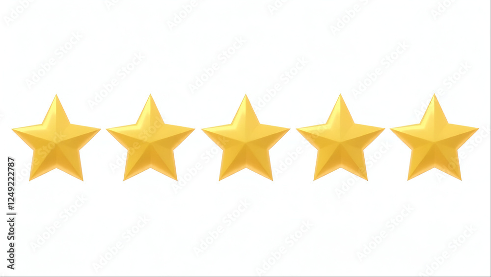 Stylized Isolated Illustration of Five Golden Stars – Elegant and Shiny Rating Symbol Stylized Isolated Illustration of Five Golden Stars – Elegant and Shiny Rating Symbol