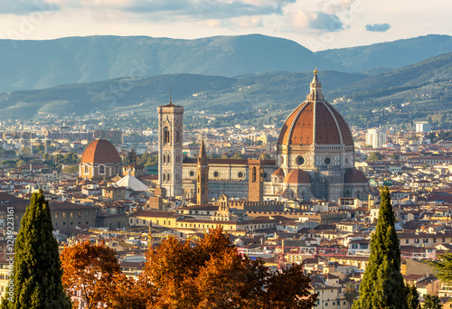 Florence cityscape with Cathedral (Duomo) over city center, Italy