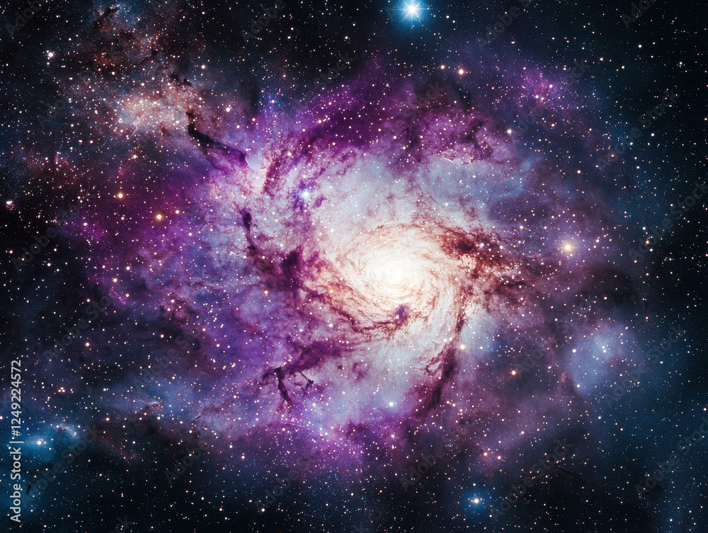 Obraz premium vibrant purple nebula swirls in star filled galaxy