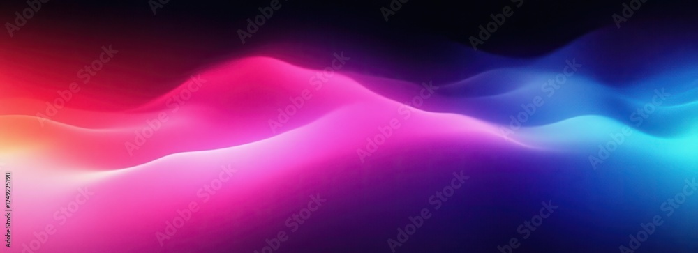 Fototapeta premium Vibrant Abstract Gradient Background with Blue Purple Pink Waves on Black Banner Design