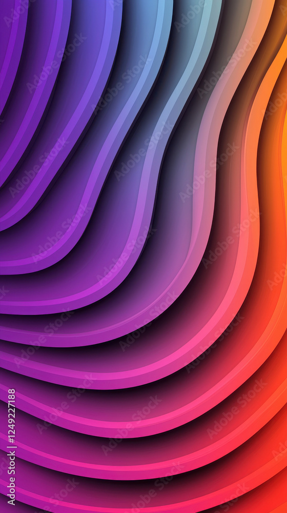 Fototapeta premium Gradient waves with alternating curves in vibrant tones