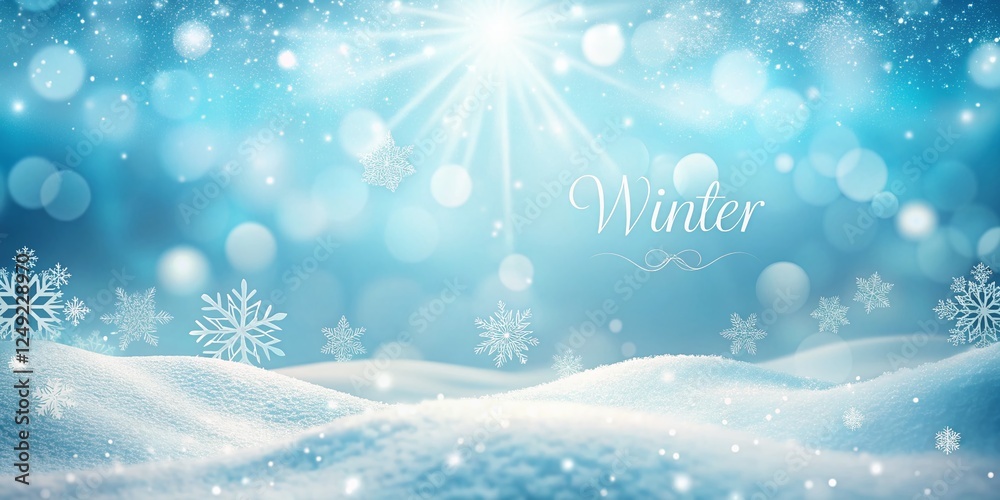 Winter Wonderland Background: Light Blue Snow Scene with Copy Space - Stock Photo Winter Wonderland Background: Light Blue Snow Scene with Copy Space - Stock Photo