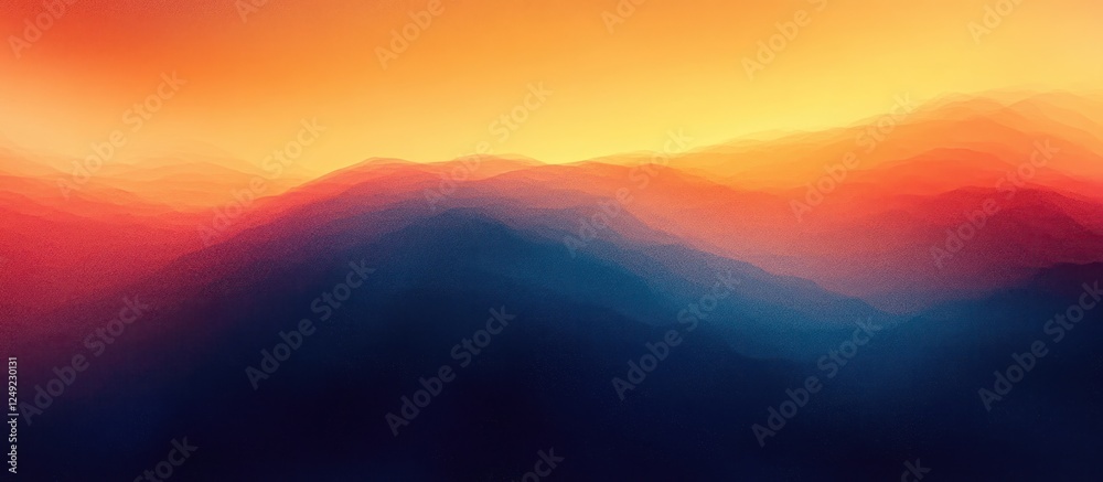 Obraz premium Vibrant Sunset Gradient Soft Focus Abstract Art Background with Blue and Orange Texture Noise