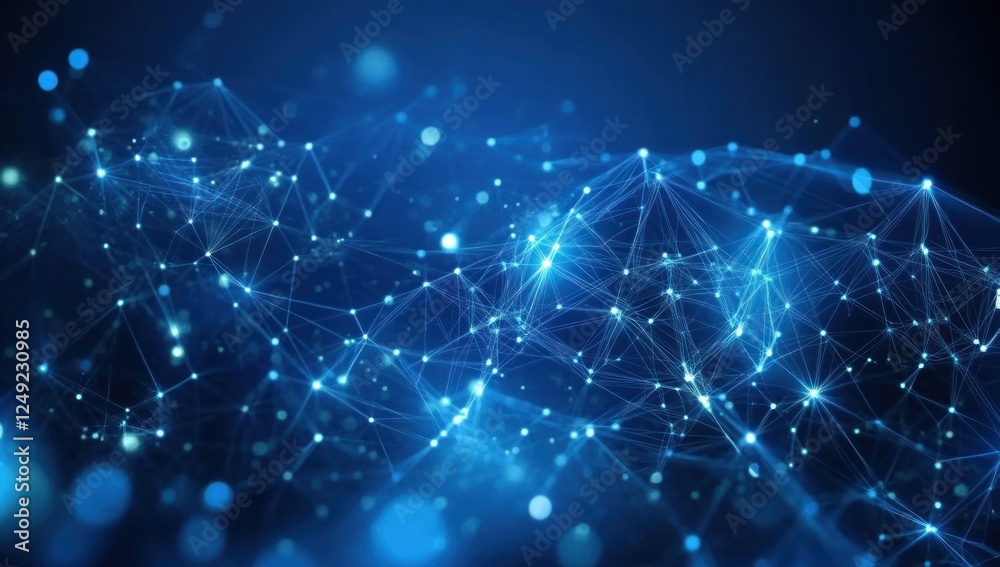 Abstract network of glowing points and lines on a dark blue background. Abstract network of glowing points and lines on a dark blue background.