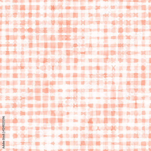 Watercolor Washed Out Gingham Check Pattern