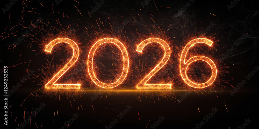 2026 fire font on dark background