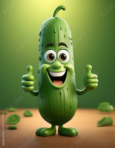 3D lustige Gurke Daumen hoch