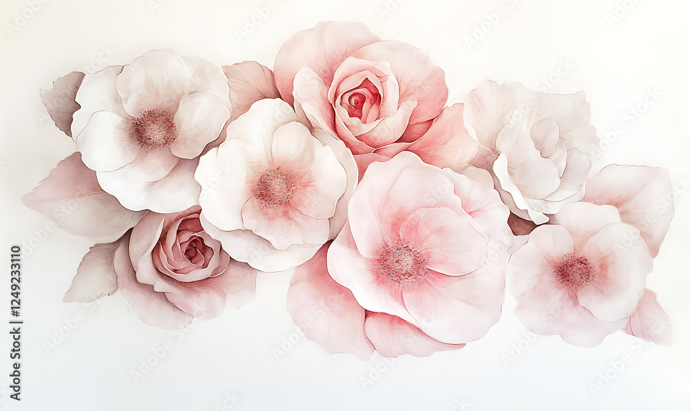 Fototapeta premium flowers and leaves in pictures illustrator2D