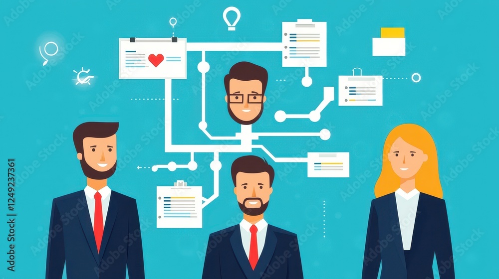 Business Team with Technology and Infographic Elements Business Team with Technology and Infographic Elements