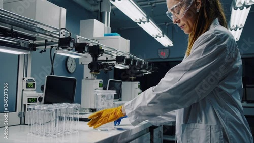 Scientist Testing Medicine in Laboratory with Advanced Equipment, Loop Video, Generative AI