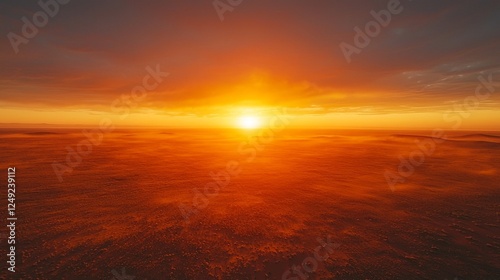 Golden hues blanket the expansive orange dunes as the sun rises over Namib-Naukluft National Park. This stunning landscape showcases nature’s tranquil beauty and vibrant colors at dawn
