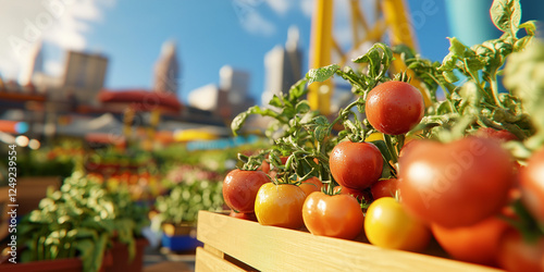 Vibrant urban rooftop garde...