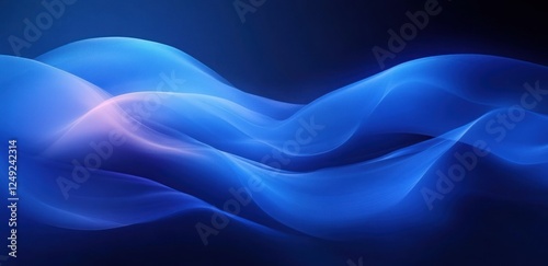 Abstract Blue Waves Minimalist Background with Smooth Curves and Ethereal Lighting Effects