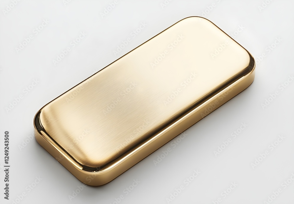 Gold Bar with Smooth Yellowish-Golden Surface on White Background Gold Bar with Smooth Yellowish-Golden Surface on White Background