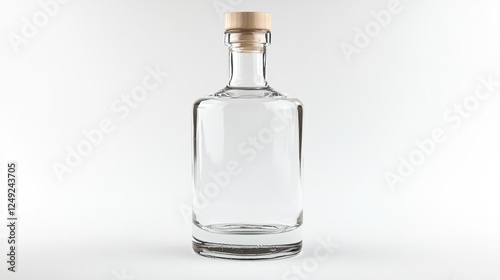 Clear Glass Bottle with Wooden Stopper for Beverage or Liquid Storage