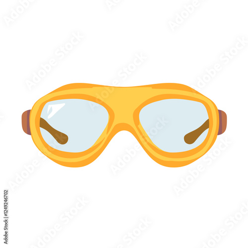 Plastic safety goggles for workers vector illustration. Drawing of accessory or equipment for industrial work isolated on white background. Prevention, protection, safety concept