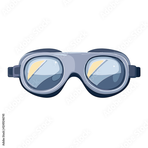 Plastic safety goggles for workers vector illustration. Drawing of accessory or equipment for industrial work isolated on white background. Prevention, protection, safety concept