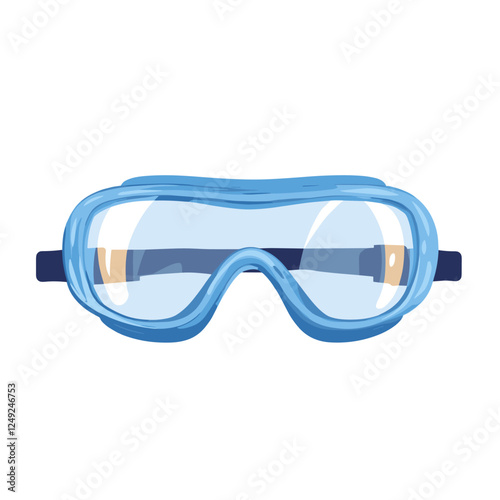 Plastic safety goggles for workers vector illustration. Drawing of accessory or equipment for industrial work isolated on white background. Prevention, protection, safety concept