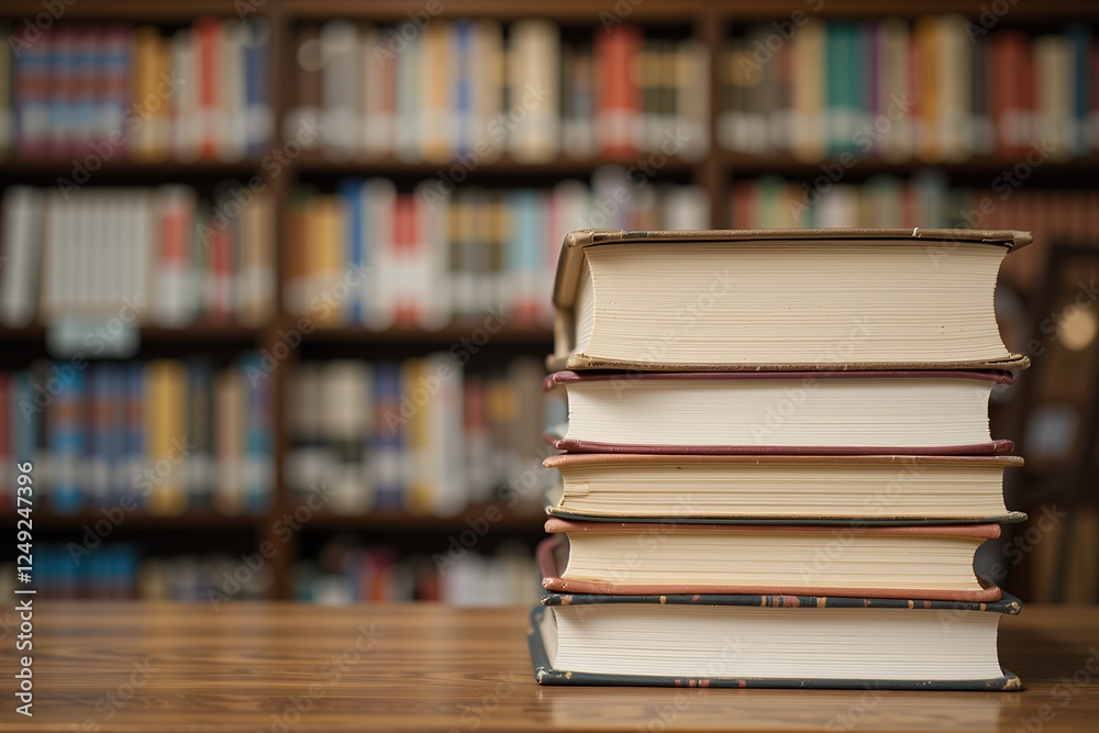 Stack of Old Books in Library: A Timeless Treasure Trove of Knowledge Stack of Old Books in Library: A Timeless Treasure Trove of Knowledge