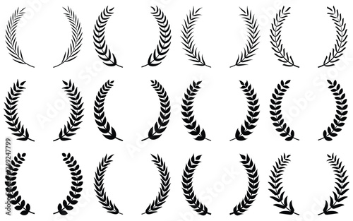  set of laurel wreaths on isolated background of black laurel wreaths of vector illustration 
