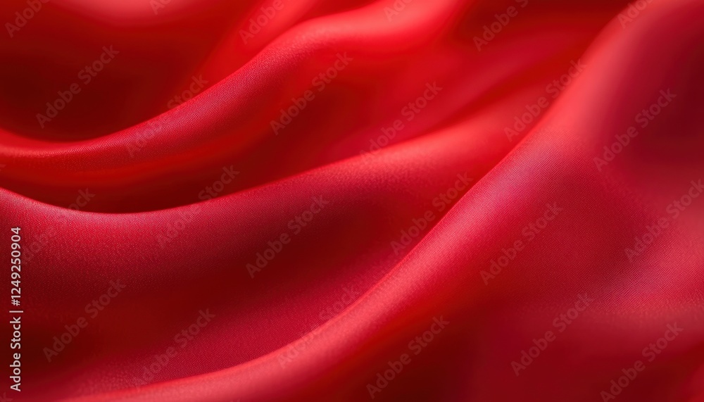 Fototapeta premium Luxurious Red Fabric Soft Focus Background with Wavy Texture