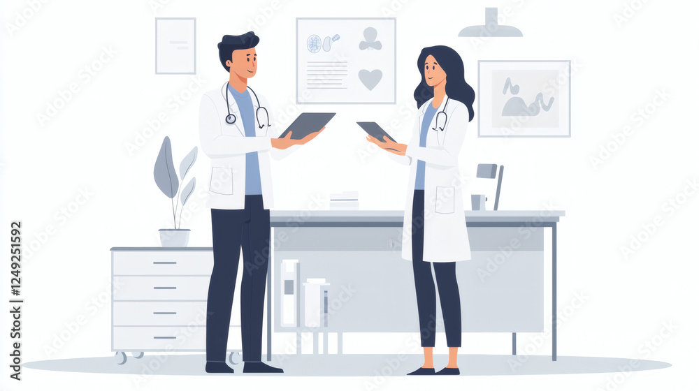 Doctor and patient discussing health issues in a medical office setting with professional atmosphere Doctor and patient discussing health issues in a medical office setting with professional atmosphere