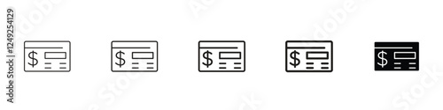 set of 5 pixel perfect Credit Card icon with 1 unexpanded, 1 silhouette, Credit card icon for payment, finance, shopping and digital wallet designs