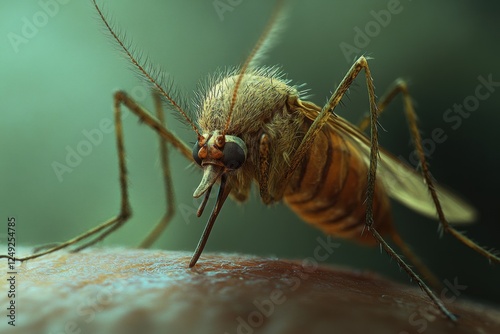 Extreme Close Up of Mosquito on Human Skin