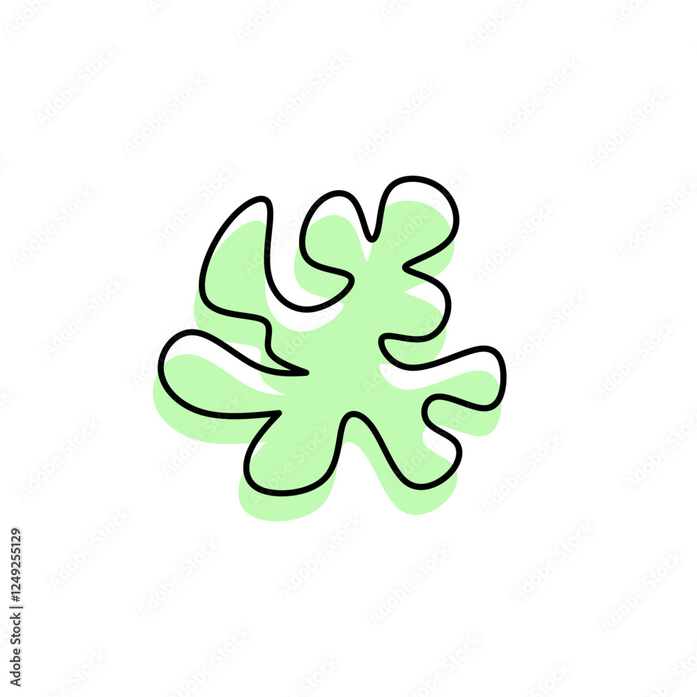 Obraz premium The vector illustration of green abstract, amoeba, virus, and puzzle shape