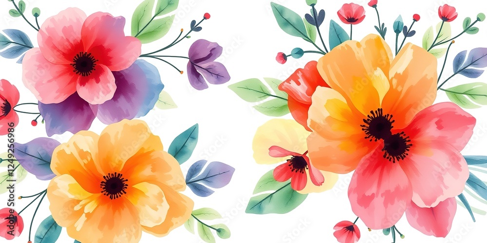 Obraz premium Abstract Watercolor Florals: Mother's Day Social Media Expressions