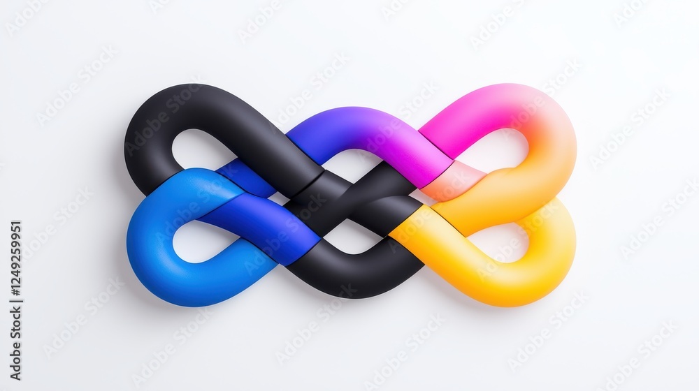 Colorful Intertwined Knots Abstract Design on White Background Colorful Intertwined Knots Abstract Design on White Background