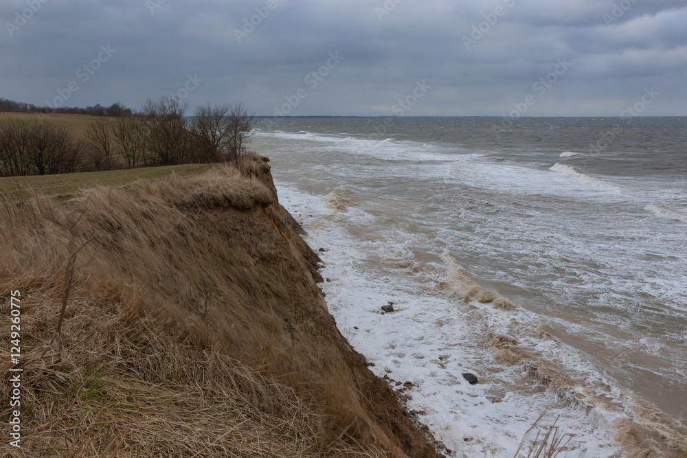 Orkan an der Ostsee Steilküste, Sturm, Extremwetter, Klimawandel