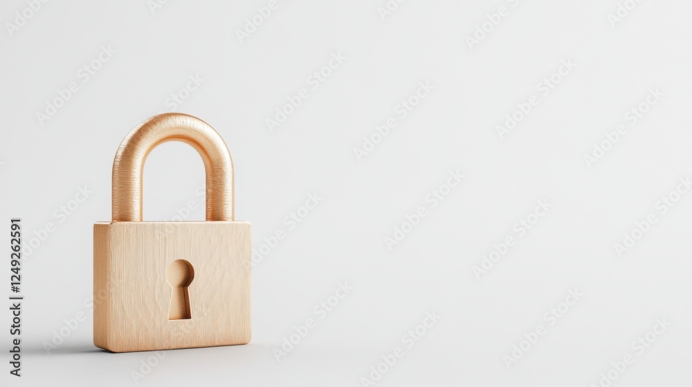 Wooden Padlock on a Light Background, Symbolizing Security and Trust in Digital and Physical Spaces Wooden Padlock on a Light Background, Symbolizing Security and Trust in Digital and Physical Spaces