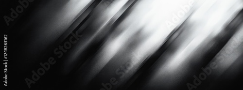 Monochromatic Abstract Artwork with Diagonal Gradients and Sharp Contrast in Black and White
