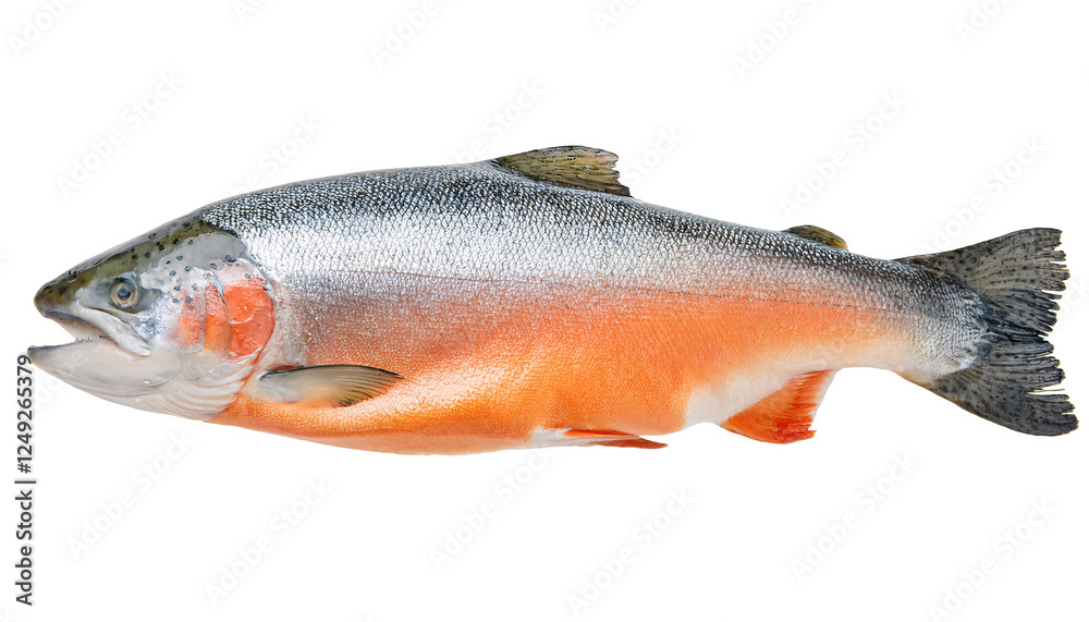 fresh salmon fish on isolated background, whole raw atlantic salmon with silver scales and vibrant orange flesh, seafood ingredient for cooking and gourmet dishes
fresh salmon fish on isolated background, whole raw atlantic salmon with silver scales and vibrant orange flesh, seafood ingredient for cooking and gourmet dishes