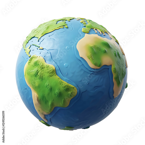 Cartoon 3D Planet Earth Icon for Environment Conservation