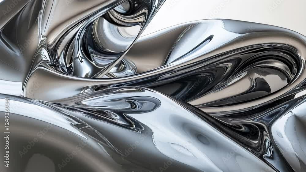 Fluid Metal Waves with Glossy Reflections and Abstract Motion Video Background, Generative AI Fluid Metal Waves with Glossy Reflections and Abstract Motion Video Background, Generative AI