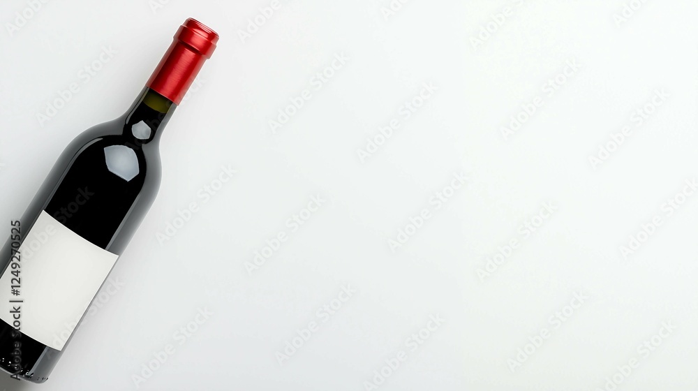 Elegant Red Wine Bottle with Blank Label on White Background Elegant Red Wine Bottle with Blank Label on White Background