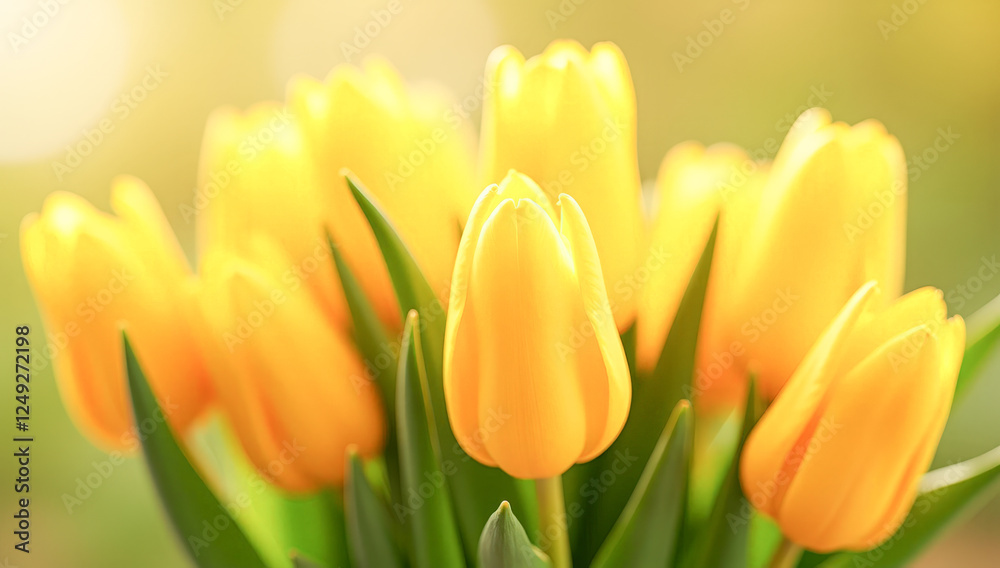 a bouquet of yellow tulips in close-up a bouquet of yellow tulips in close-up