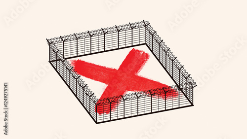 Barbed wire fence surrounding x vote