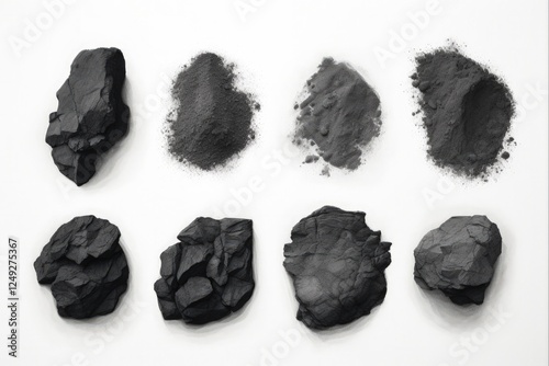 Geologic Beauty: Graphite Powdered in Black on White Background