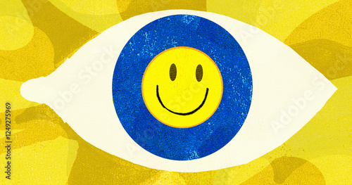 Happy smiley face as pupil in eye photo