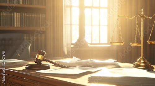 Law Office Desk Sunlight Legal Documents photo