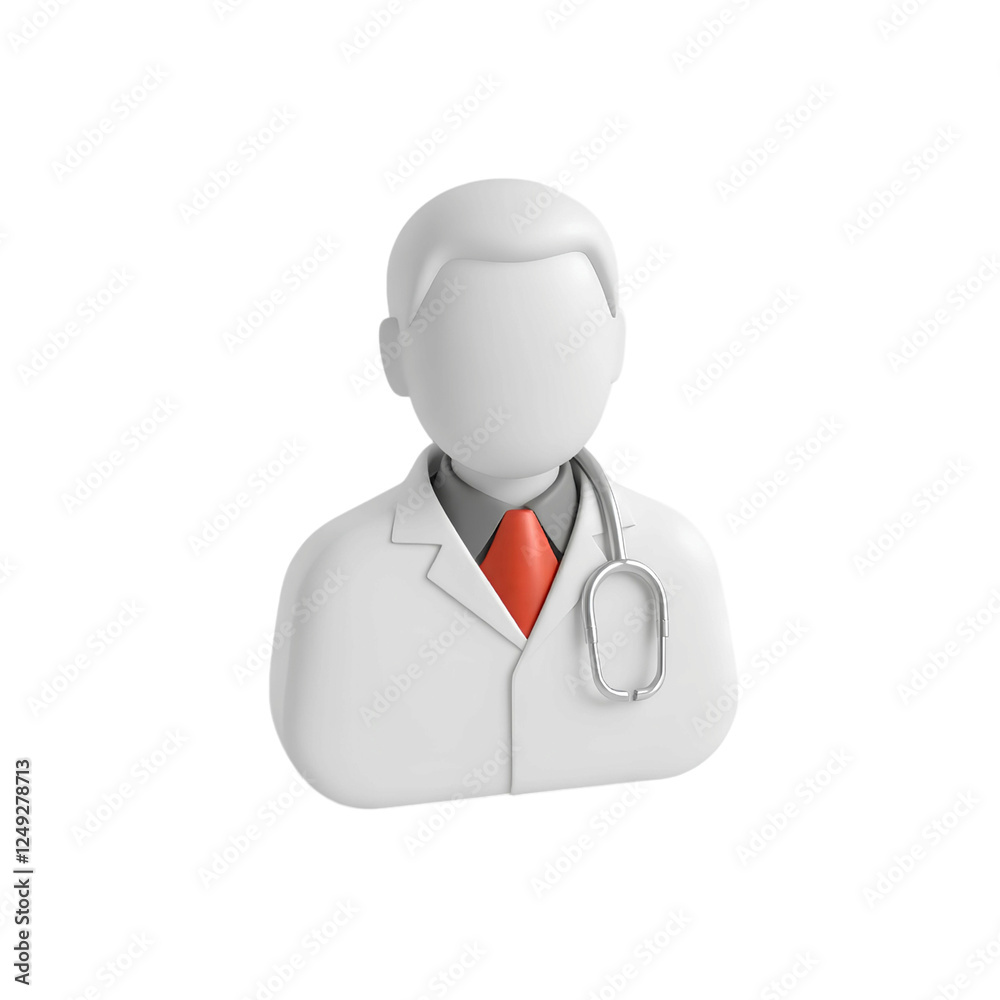 doctor wearing a white coat with a stethoscope, symbolizing healthcare professionals, 3D design, high quality png isolated on transparent background doctor wearing a white coat with a stethoscope, symbolizing healthcare professionals, 3D design, high quality png isolated on transparent background