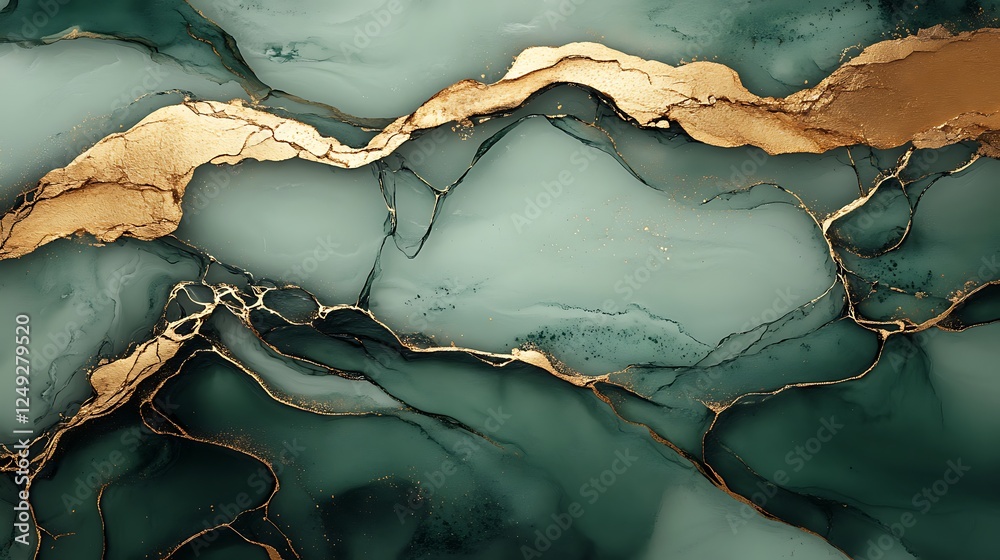 Obraz premium Elegant Green and Gold Abstract Background