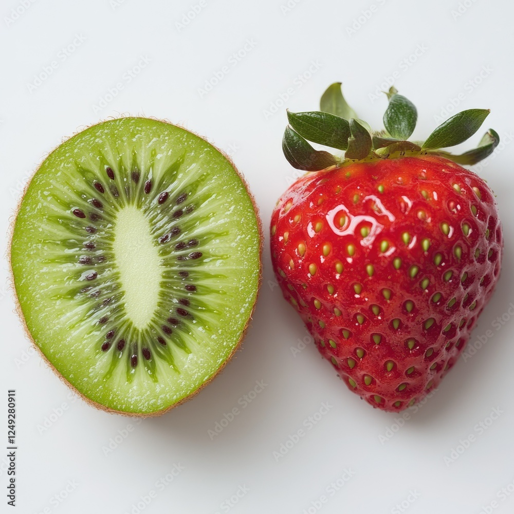 Kiwi, strawberry, sliced, fruit, white, background, food, photography, healthy Kiwi, strawberry, sliced, fruit, white, background, food, photography, healthy