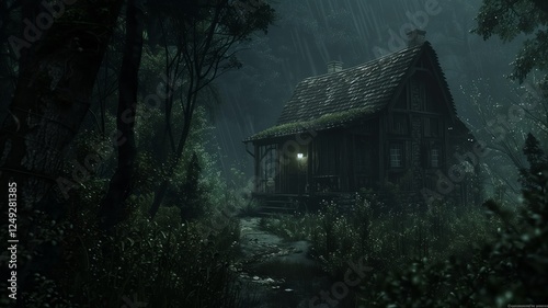 Dark abandoned interior of an old house with broken furniture and peeling walls