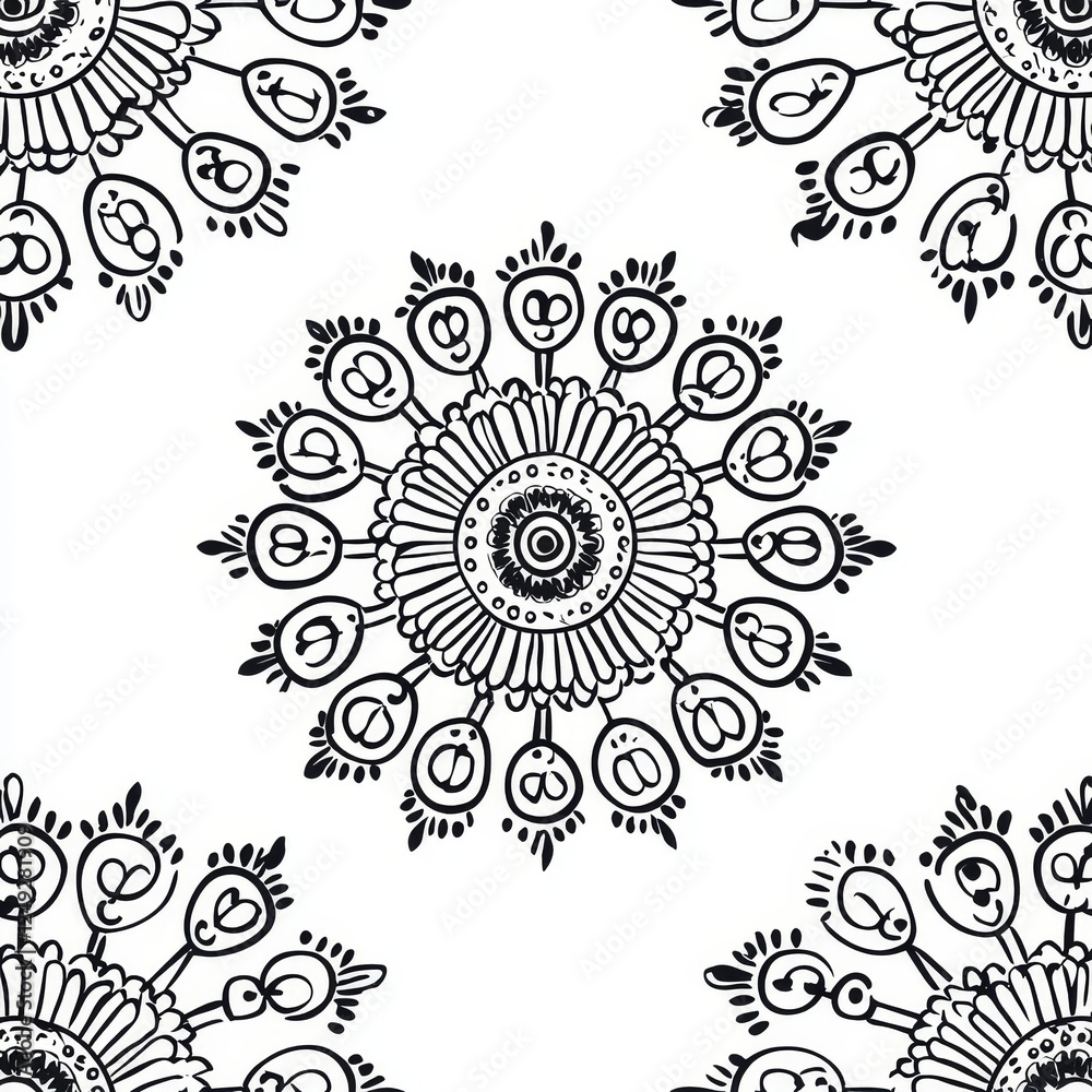 Mandala. Ethnic decorative element. Hand drawn backdrop. Islam, Arabic, Indian, ottoman motifs. Boho style.