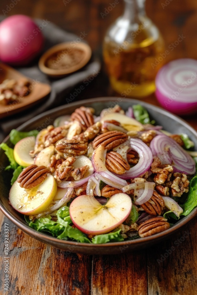 Winter salad with mixed greens and nuts Winter salad with mixed greens and nuts